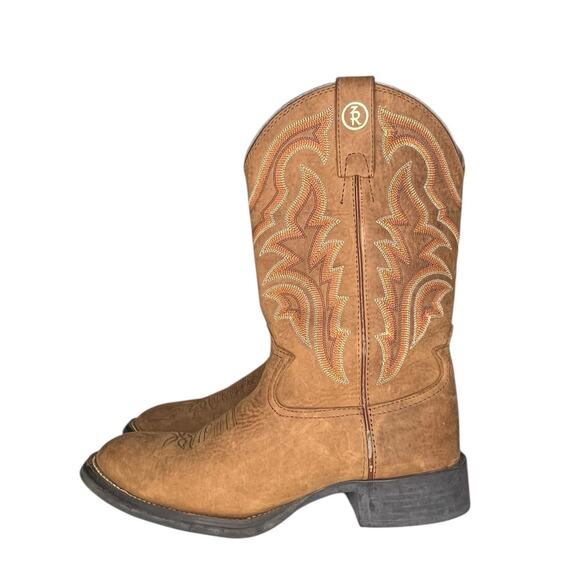Mens Tony Lama Leather Western Roper Boots Size 7 Brown - Picture 1 of 6
